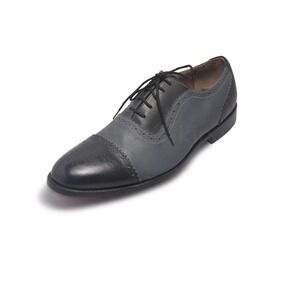 Stacy Adams Mens 11.5 M Grey Black Leather Cap Toe Oxford Dress Shoes 25001-020
